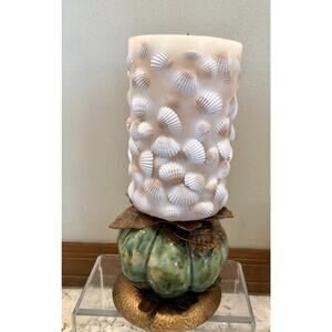 Bombay Company Large 5” Glazed Ceramic Metal Artichoke Candle Holder New